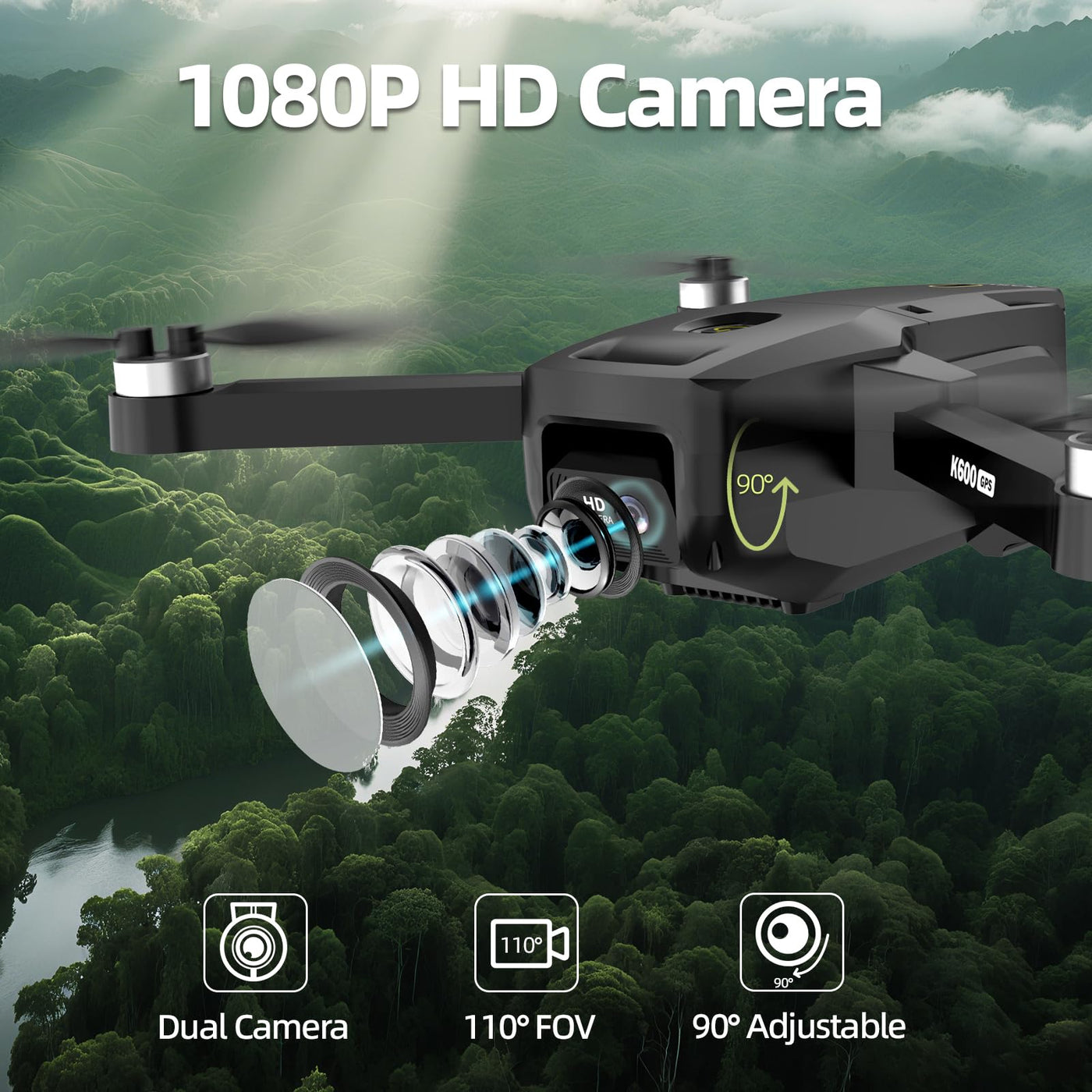 Drohne GPS mit Kamera 4.5" HD LCD RC Bildschirm,follow Me GPS Auto Return Home 32G SD Karte,RC Drohne Professional Kreisflug Optische Flusspositionierung,3 Geschwindigkeiten,unter 249g