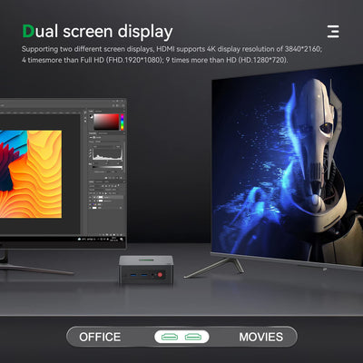 TRIGKEY Mini PC 12th Gen Intel Alder Lake-N100 Prozessor (bis zu 3,40GHz) Green G4 Mini Computer 11 Pro, 16G DDR4 3200Mhz 500G M.2 2280 SSD Mini Desktop PC, Dual HDMI, WiFi 6, BT 5.2, USB 3.2 Gen 2