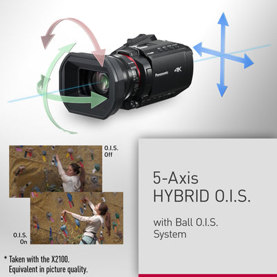 Panasonic HC-X1200E 4K 60p Palm-Style Camcorder with 25mm Wide-Angle Lens, 24x Optical Zoom, 5-Axis Hybrid OIS, USB PD, Black