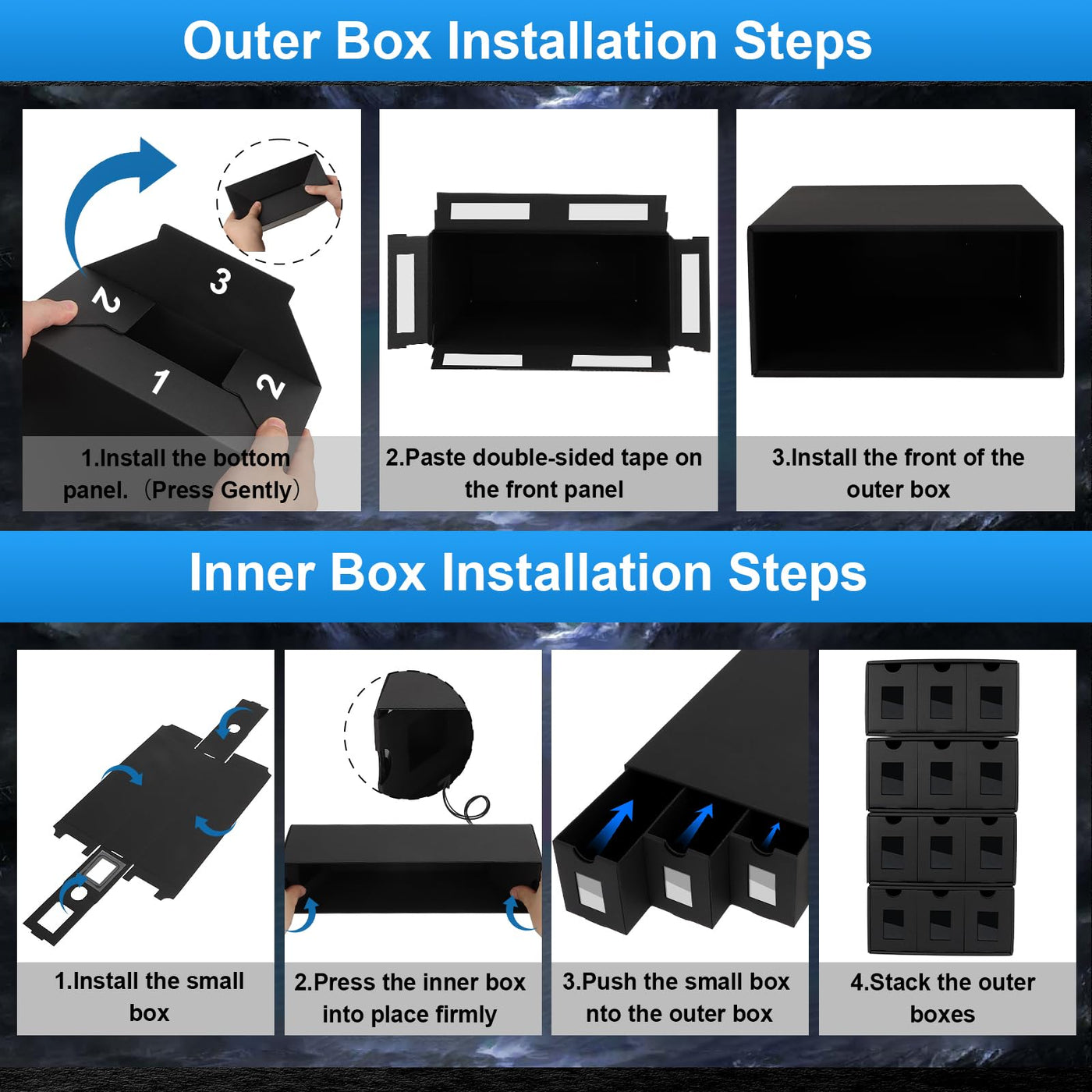 BILIPLE Sammelkarten-Aufbewahrungsbox für 12000+ Karten, Trading Card Storage Box für Commander Display, Karten Deck Box mit 48 Kartentrenner, Spielkarten Deck Case für TCG MTG PTCG und Sports Karten