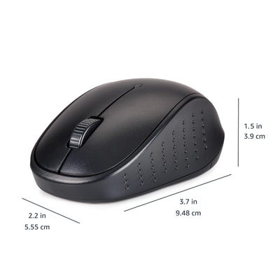 Amazon Basics – Tastatur-Maus-Set, volle Größe, kabellos, USB-Empfänger mit 2,4 GHz, DE-Layout, schwarz