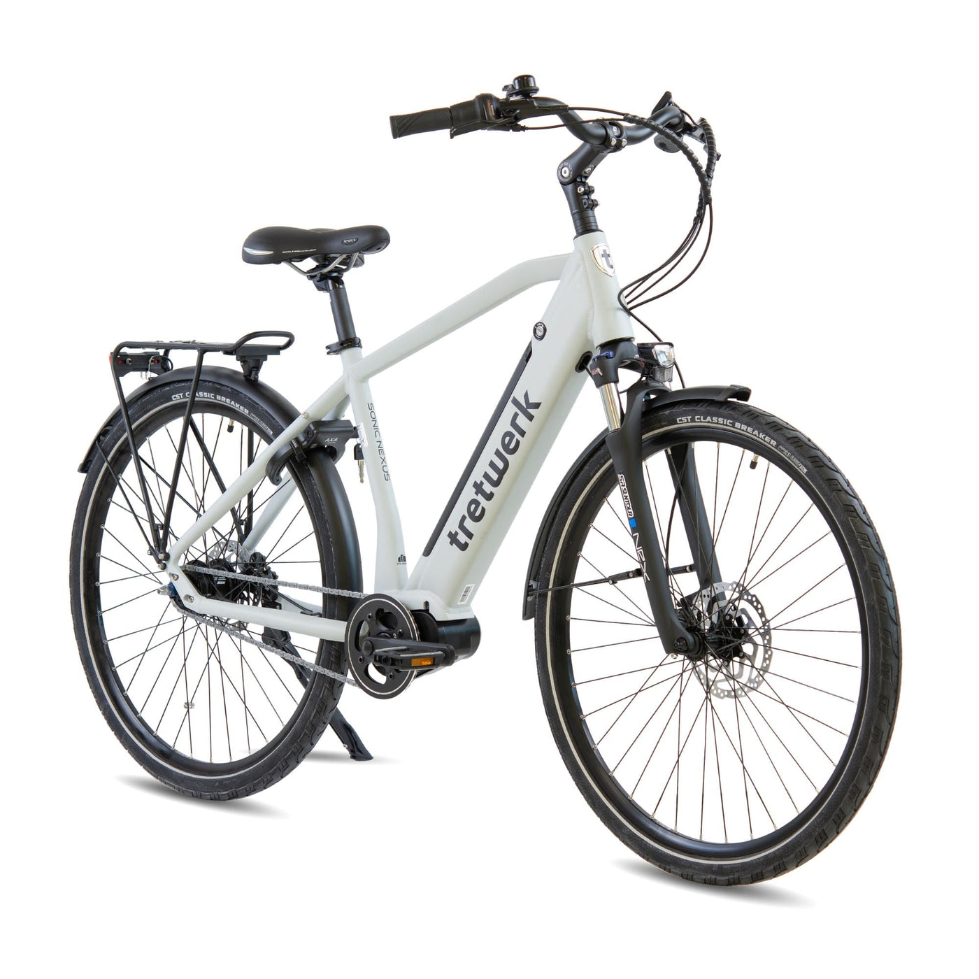 TRETWERK 28 Zoll E-Bike Herren Cityrad - Sonic Nexus - Pedelec Herrenfahrrad mit 7 Gang Nabenschaltung -Elektrofahrrad mit Mittelmotor - weiß 50cm