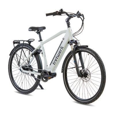TRETWERK 28 Zoll E-Bike Herren Cityrad - Sonic Nexus - Pedelec Herrenfahrrad mit 7 Gang Nabenschaltung -Elektrofahrrad mit Mittelmotor - weiß 50cm