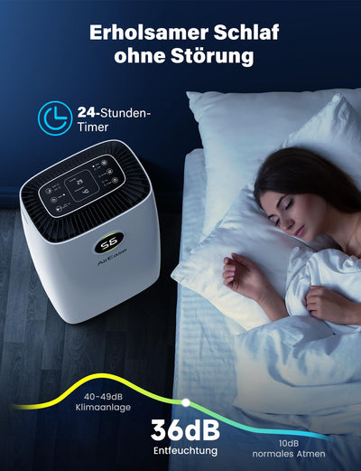 Luftentfeuchter Elektrisch mit 12L/Tag Raumentfeuchter,Entfeuchter Wohnung mit LED Display und Steuerung,Ablaufschlauch,Timer,Gegen Feuchtigkeit,Schimmel,Dehumidifier Raumgröße ca.108m³ für Keller