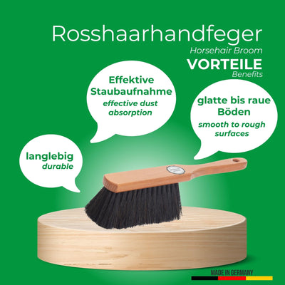 Novaliv Handfeger ROSSHAAR Mischung Besen weiche Borsten - Schrankbesen Gemischtes Rosshaar Handfeger Auto Besenbürste - Idealer Schneebesen Auto Rosshaarbesen Mix Naturborsten Hand Brush Handkehrer