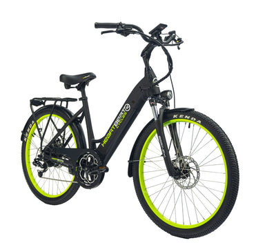 Highphoria Elektrofahrrad City E-Bike 26 Zoll für Damen, 25 km/h Tiefeinsteiger Elektrische Fahrrad mit Bafang-Motor 250W, 8 Gang Schaltung Pedelec(Schwarz-Grün)
