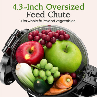Anybear Entsafter, 200W Slow Juicer Kaltentsafter mit 110 mm großem Einfüllschacht für ganze Früchte/Gemüse | Upgraded Schnecke | Tritan-Material | BPA-frei | Inkl. Saftrezepte (Silber)