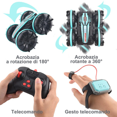 SIVQIKE 4WD Ferngesteuertes Auto,Amphibienfahrzeug ferngesteuert,Gestensensor Wasserdicht RC Stunt Auto 80 Min. Spielzeit Mit 50m Fernbedienung 360 °Drehung Off Road for 6+Jahre Kinder