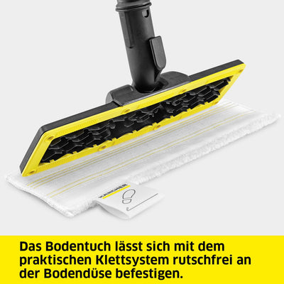 Kärcher Original Set Bodendüse und Mikrofasertuch Easyfix kompatibel mit Dampfreiniger Kärcher SC - Für Böden, geeignet für jede Art von Oberfläche, maschinenwaschbar, Weiß