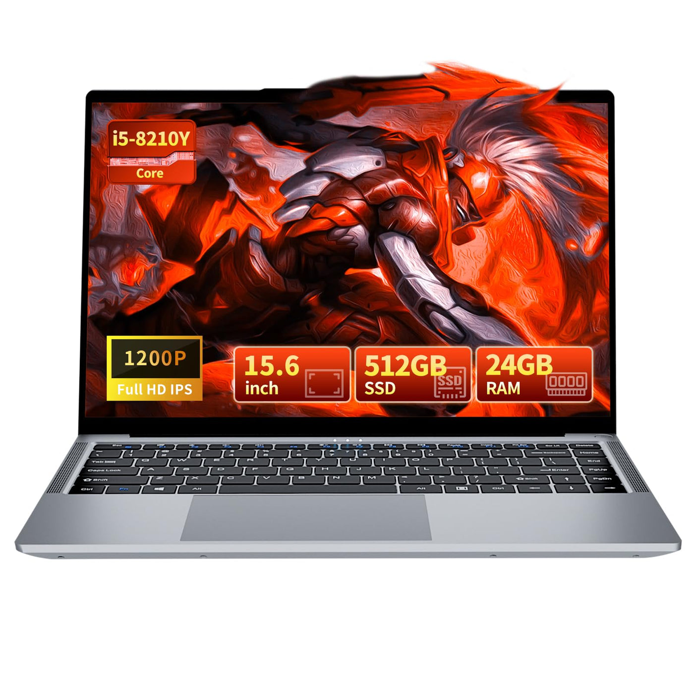 Moacreto 15,6 Zoll Laptop, Core i5-8210Y Prozessor 24GB RAM 512GB SSD Notebook, FHD 1920x1200 Display Laptops mit Typ-C, USB3.0, HDMI, BT5.0, Wi-Fi5 Laptop Computer