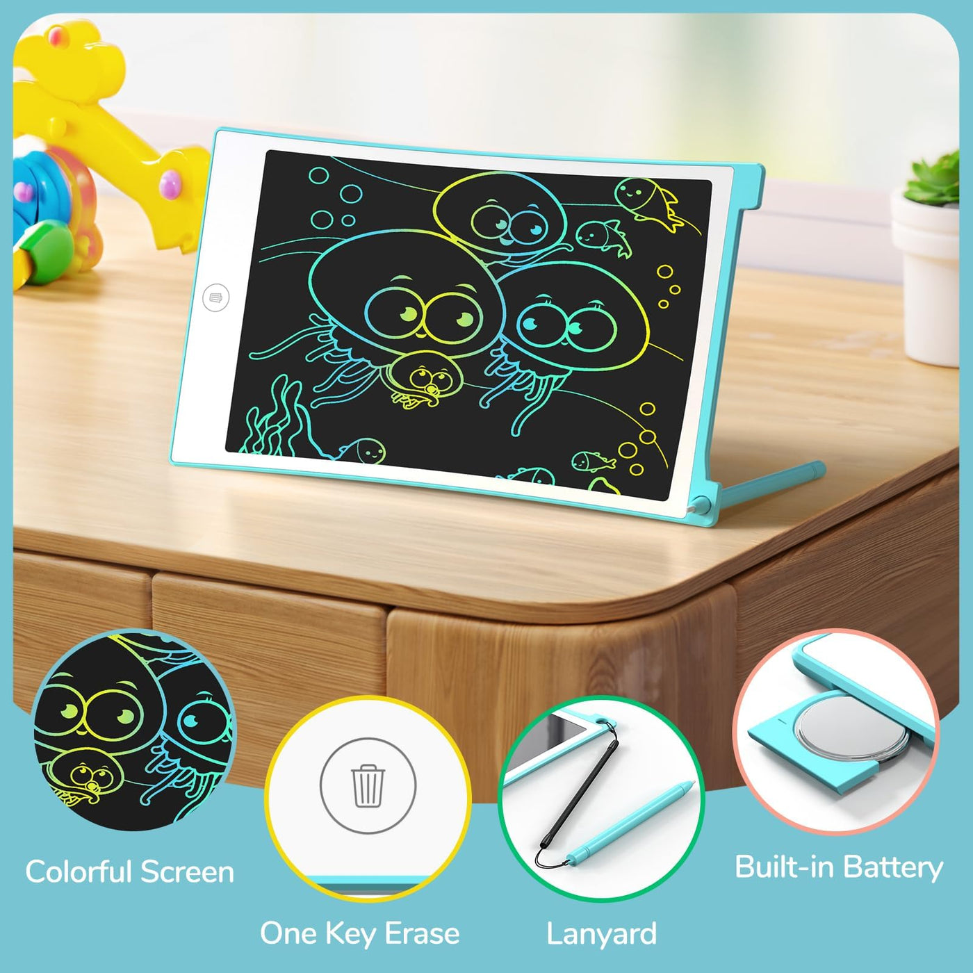 TECJOE LCD Schreibtafel Kinder, 3 Pack Zaubertafel, 8.5 Zoll Maltafel Zaubertafel für Kinder, Mal Tablet Kinder für Kinder zum Reisen, Geschenk Spielzeuge für 3 4 5 6 Jährige Jungen, Mädchen