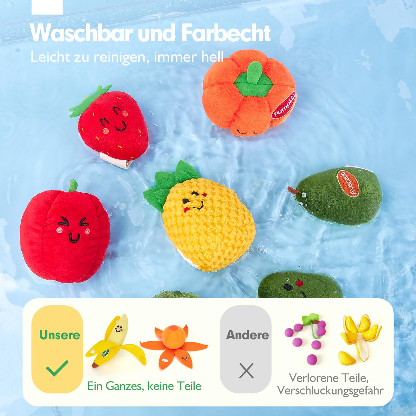 hahaland Baby Spielzeug 6 Monate,Obst und Gemüse Plüsch Spielzeug(16PCS) mit Rassel & Knisterpapier,Fördert Sensorik & Motorik,Montessori Spielzeug ab 6 8 9 12 Monate Geschenk für Jungen Mädchen