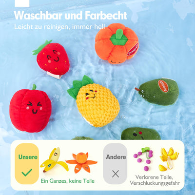 hahaland Baby Spielzeug 6 Monate,Obst und Gemüse Plüsch Spielzeug(16PCS) mit Rassel & Knisterpapier,Fördert Sensorik & Motorik,Montessori Spielzeug ab 6 8 9 12 Monate Geschenk für Jungen Mädchen
