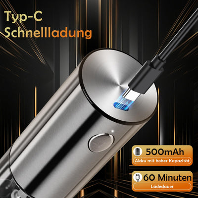 MILFECH Salz und Pfeffermühlen Elektrische Rostfreie Stähle 2er Set, Mit transparentem Aufbewahrungsboden, kleinem Pinsel und kleinem Holzlöffel (Silber), KYMQ-32A-H52-BS-BXG