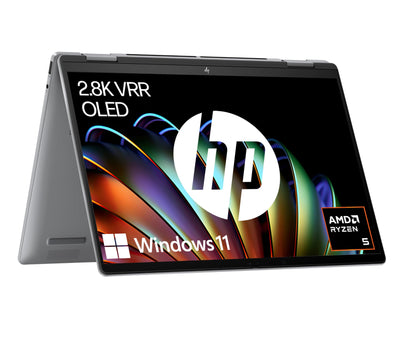 HP Envy x360 2-in-1 Convertible Laptop | AMD Ryzen 5 8640HS | KI optimiert | 14" 2.8K OLED Touch Display | 16GB RAM | 512GB SSD | ‎AMD Radeon Graphics | QWERTZ | Copilot Key | Windows 11 Home | Silber