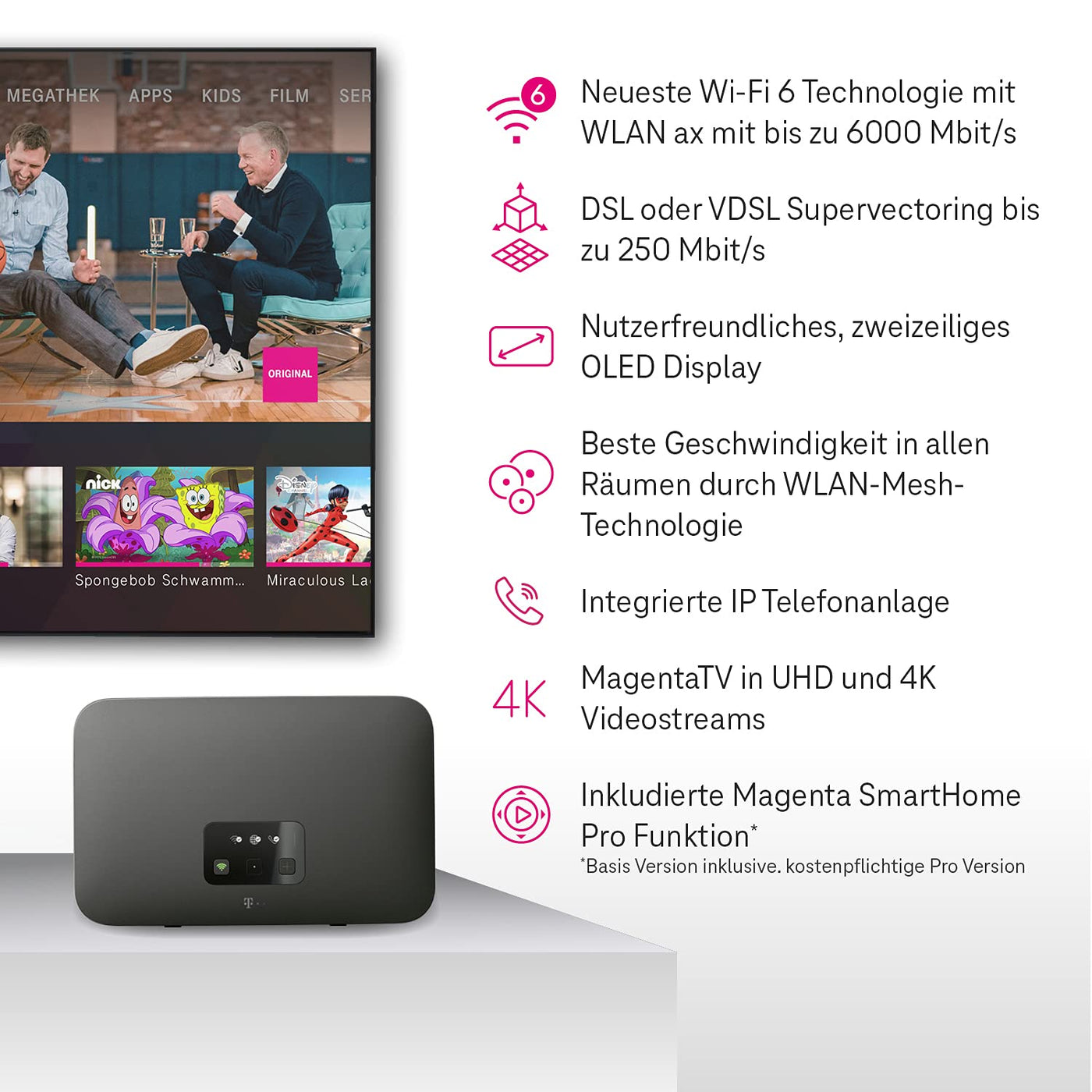 Telekom Speedport Smart 4 Router & Speed Home WLAN Repeater im Set mit Wi-Fi 6 und Mesh-Technologie - kein Glasfasermodem integriert I Plug & Play per WPS, 2 LAN-Anschlüsse