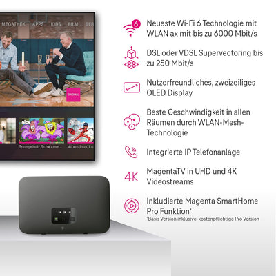 Telekom Speedport Smart 4 Router & Speed Home WLAN Repeater im Set mit Wi-Fi 6 und Mesh-Technologie - kein Glasfasermodem integriert I Plug & Play per WPS, 2 LAN-Anschlüsse