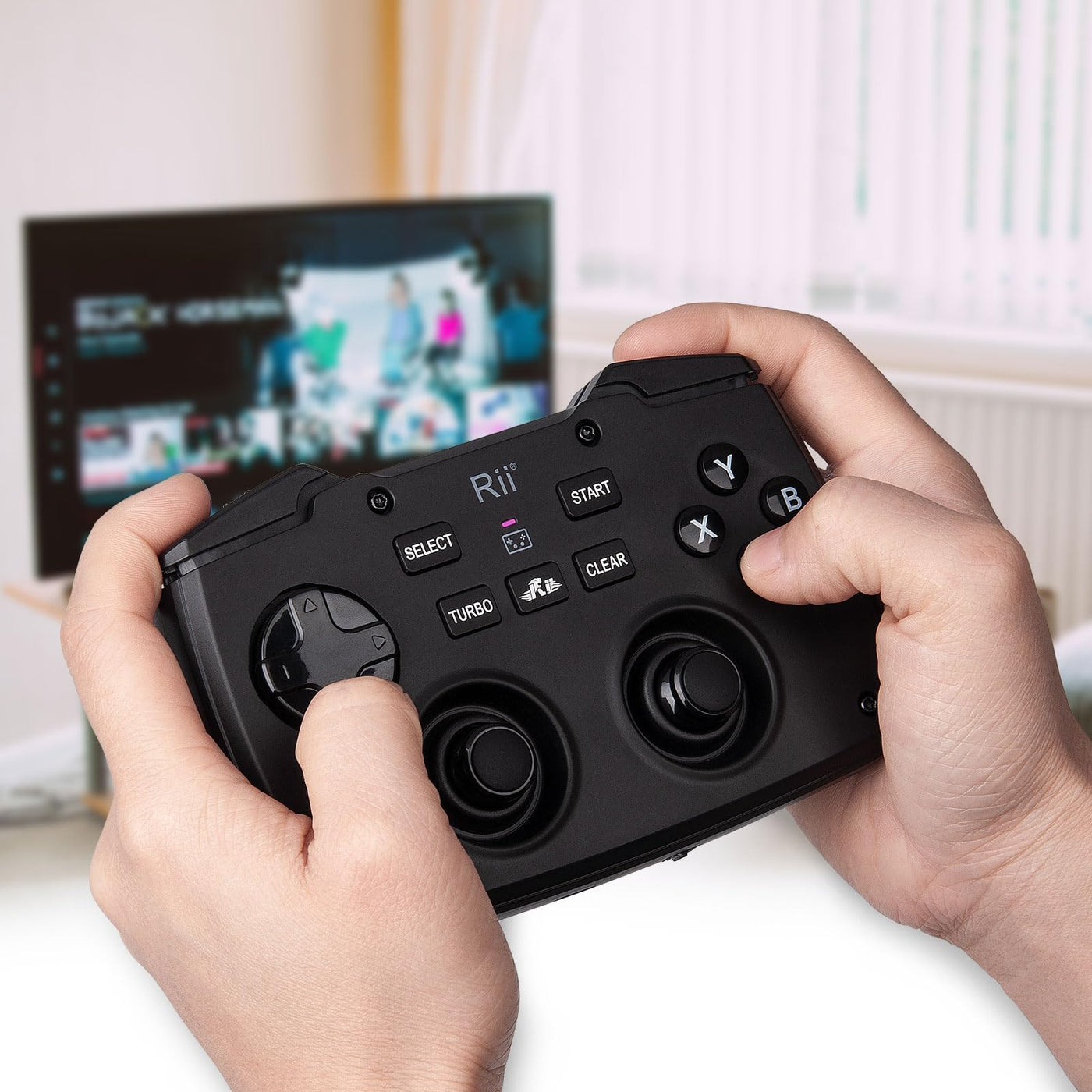 Rii Gaming Controller Wireless mit Tastatur mit Touchpad, 3-in-1-Funktionalität, 2,4GHz-Empfänger-Anschluss, Wiederaufladbare, Weiße Hintergrundbeleuchtung