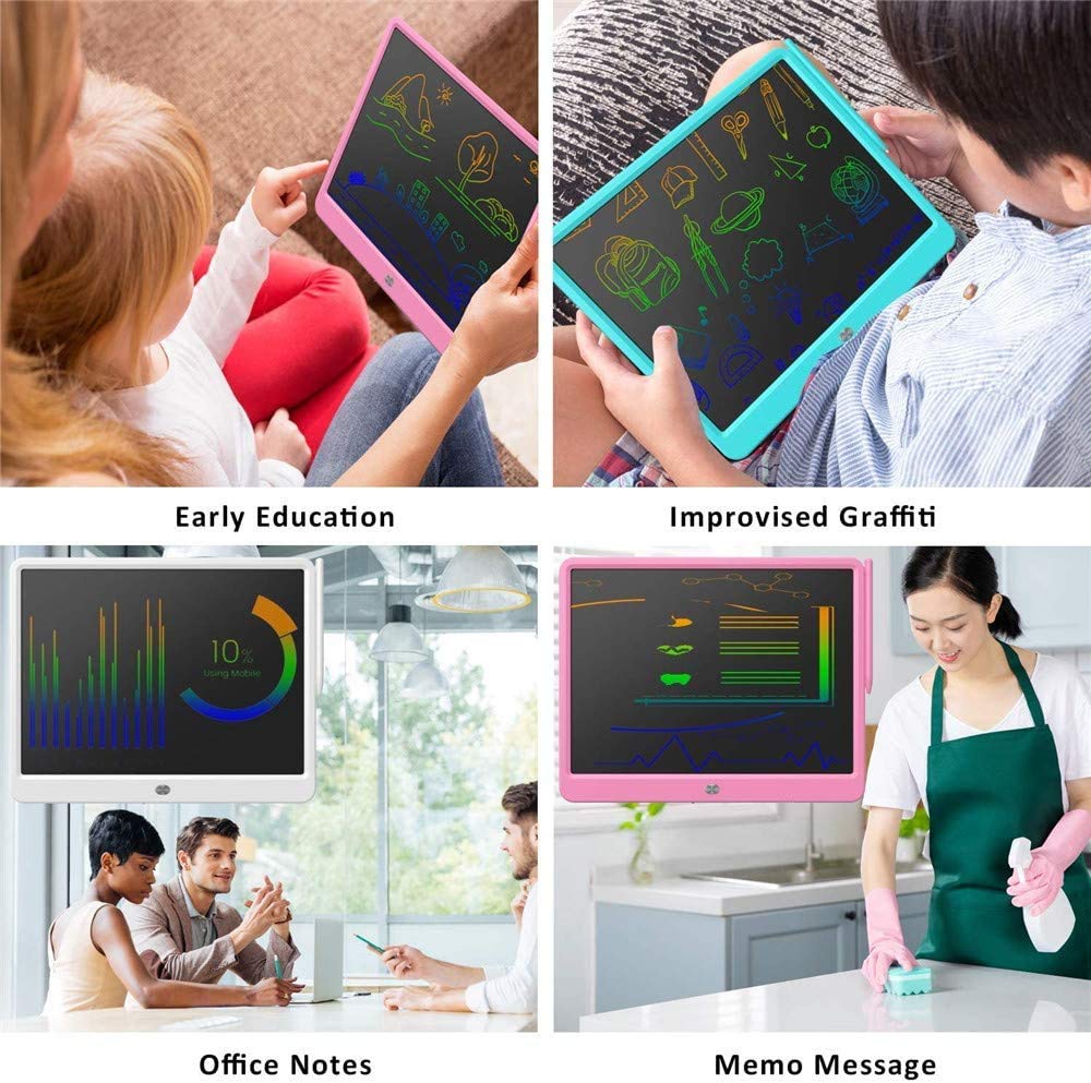 LCD-Schreibtafel, extra groß, 38,1 cm, bunt, löschbar, elektronisch, digital, Zeichenblock, Kritzelbrett, Geschenk für Kinder, Erwachsene, Zuhause, Schule, Büro (blau)