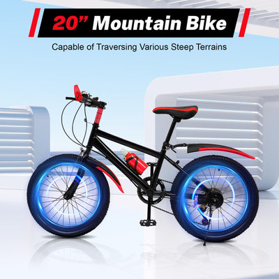 AOAPUMM 20 Zoll Mountainbike 7 Geschwindigkeit Kinder Mountainbike Scheibenbremse System Dual Disc Brake Fahrrad Kinder Fahrrad Jungen Mädchen City Bike
