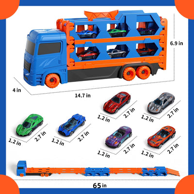 Bearbao Kleinkind Jungen Spielzeug 3-6 Jahre, 65 Zoll Rennstrecke Mit Druckguss Transport LKW Auto Set für Kinder