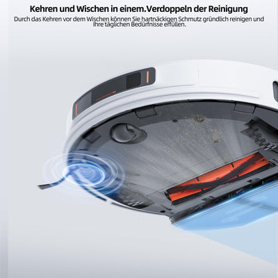 ROIDMI EVE MAX Saugroboter mit Wischfunktion - 5000Pa Staubsauger Roboter mit Absaugstation Selbstreinigung 75 Tage Mopphebung & Schwingwisch 5200mAh Sprachsteuerung für Tierhaare Teppiche Hartboden