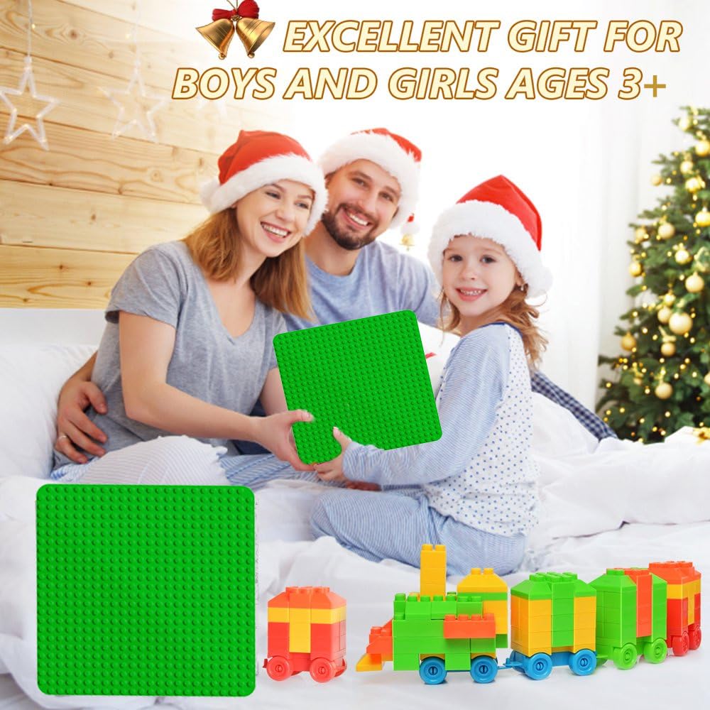 2 Große Bauplatte Kompatibel mit Lego Duplo Platten,38.4 * 38.4cm Classic Grundplatte mit 24 x 24 Noppen für Duplo Steine,Konstruktionsspielzeug für Kleinkinder,Mädchen und Jungen, Grün