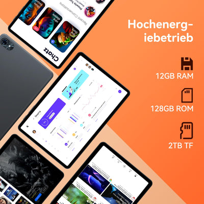 TABWEE T80 Android 15 Tablet 10 Zoll, 12GB RAM + 128GB ROM (Erweiterbar auf 2TB), 5G WiFi, Gemini AI, 6000mAh Akku. Perfekt für Gaming mit Dual-Kamera, BT5.0, OTG & Type-C. Neuestes Modell 2025