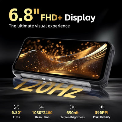 OUKITEL WP100 Titan 33000mAh Outdoor Handy 5G mit Eingebauter 100 Lumen Projektor, 48GB+512GB 6,8" FHD+ Outdoor Smartphone Ohne Vertrag mit 1200 Lumen Campinglicht, 200MP+32MP+20MP, NFC/GPS/IP68/BT5.4