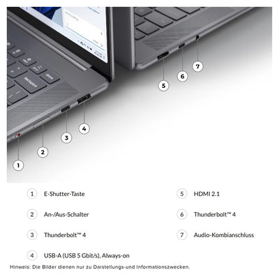 Lenovo Yoga Slim 7i Laptop, Intel Core Ultra 7-258V, 32 GB LPDDR5x RAM, 2 TB PCIe SSD, 15.3" 2.8K Display, Intel Arc Grafik 140V, QWERTZ Tastatur, Windows 11 Home, Luna Grey