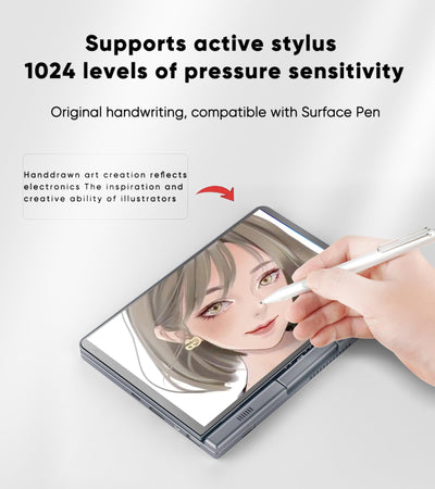 AdvanElink 8 Zoll Mini Laptop InteI N100, 12GB DDR5 1TB SSD, tragbarer Handheld-PC Win11 Pro, Touchscreen mit Stylus-Stift, WiFi6/Kamera/PD-Ladung