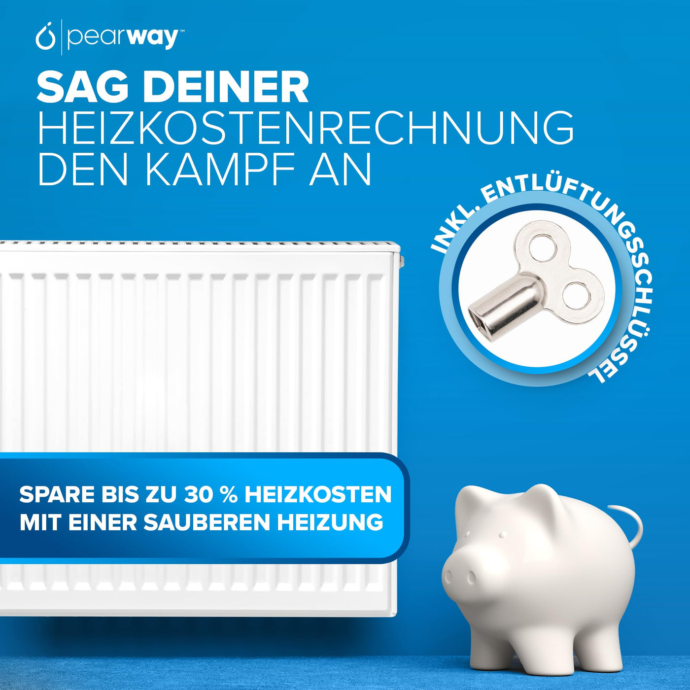 PEARWAY Heizungsbürste inkl. Entlüftungsschlüssel I Die ideale Vorbereitung für die Heizperiode I Heizkörperbürste lang I Heizkörper Reinigungsbürste Heizungsreinigungsbürste I Heizkörper reinigen