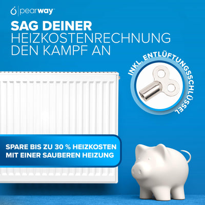 PEARWAY Heizungsbürste inkl. Entlüftungsschlüssel I Die ideale Vorbereitung für die Heizperiode I Heizkörperbürste lang I Heizkörper Reinigungsbürste Heizungsreinigungsbürste I Heizkörper reinigen