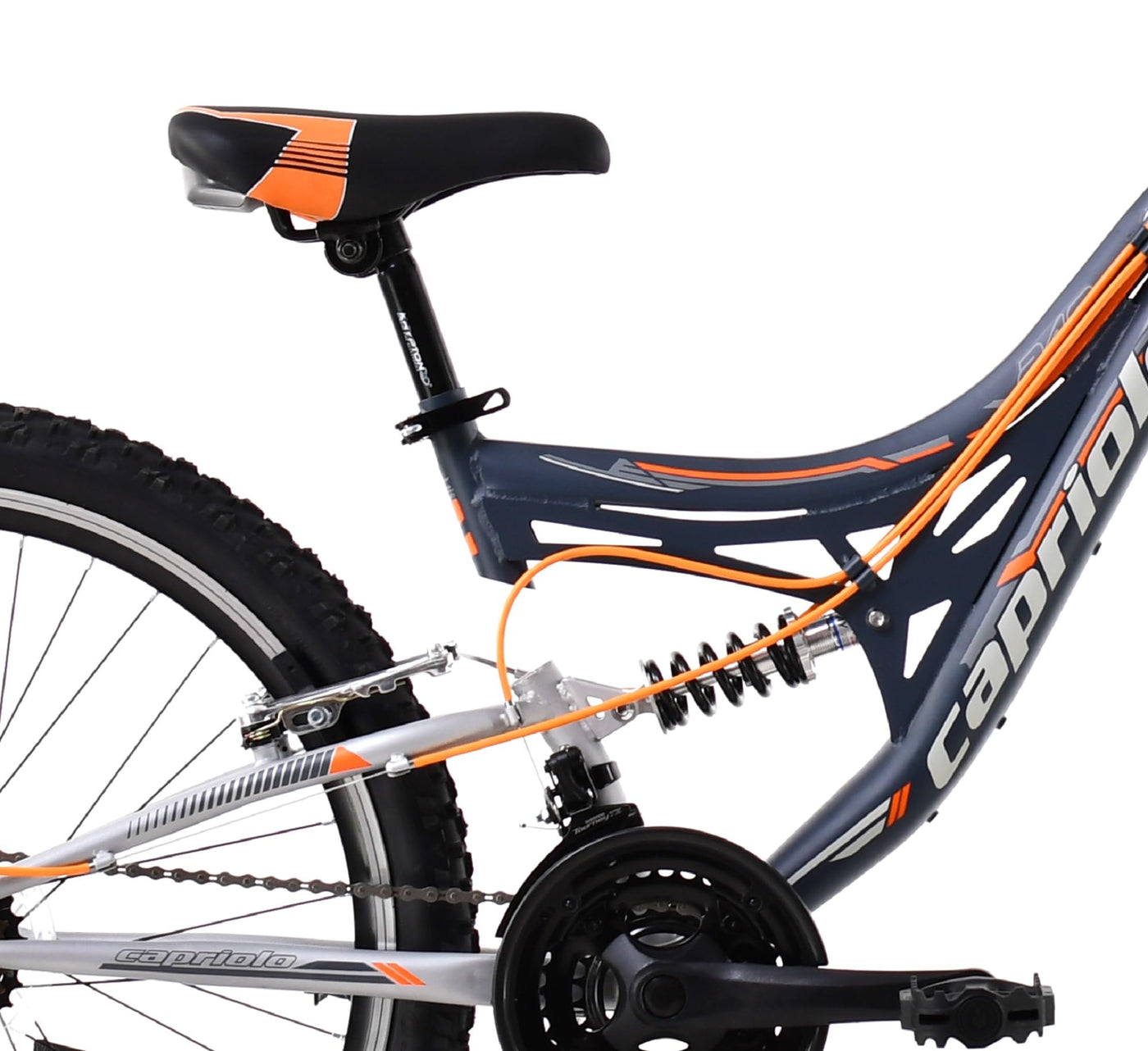breluxx® 24 Zoll Fullsuspension Mountainbike Capriolo CTX240 FS, 18Gang - grau orange