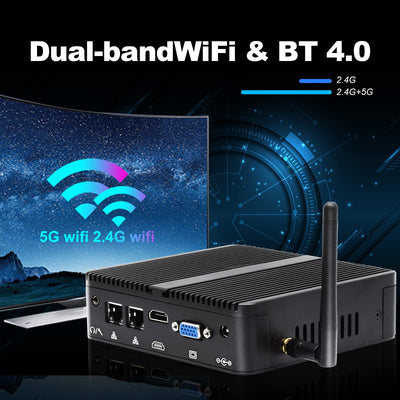 WEIDIAN Mini Industrie PC Lüfterloser PC Celeron J4125 8GB RAM 256GB SSD 2LAN HD VGA Win11 Mini PC Lüfterlos Hohe Leistung Kompaktes Design Embedded Industrie Mini Computer, Lüfterloser Mini PC