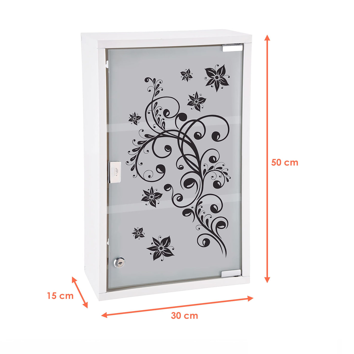 Spetebo XXL Medizinschrank 50 x 30 cm - Motiv Schwarze Ornamente - Arzneischrank Erste Hilfe Hausapotheke