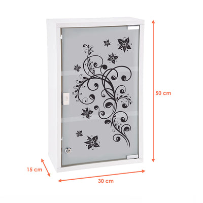 Spetebo XXL Medizinschrank 50 x 30 cm - Motiv Schwarze Ornamente - Arzneischrank Erste Hilfe Hausapotheke