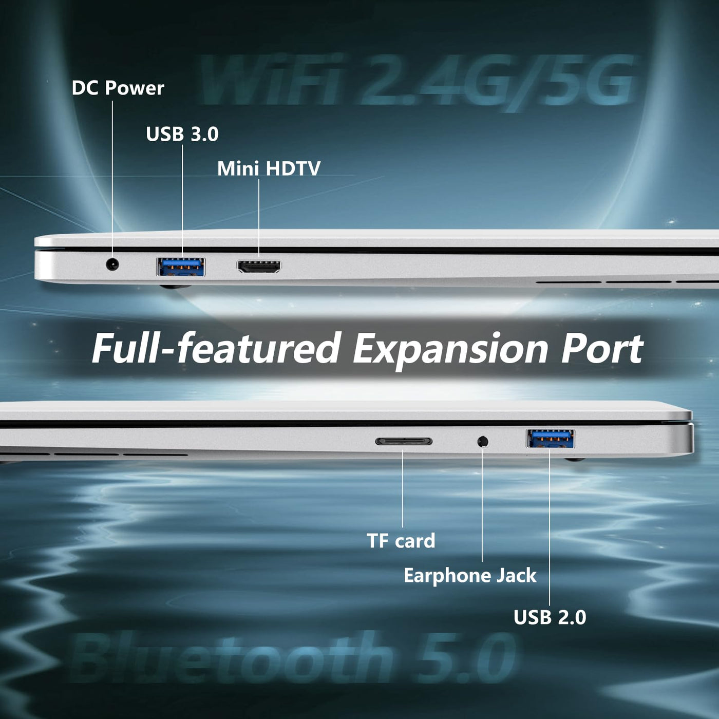 14,1 Zoll Laptop, Notebook 6 GB RAM 256 GB SSD, Celeron N4000 CPU, 180° Flip Screen FHD 1080P, Win 11 Pro Laptop mit Mini-HDMI, USB 3.0, 5000 mAh Akku, Silber Schlanker und leichter PC-Computer