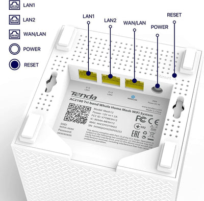 Tenda Nova MW12 Mesh WLAN System - AC2100 Tri-Band WLAN Mesh System -empfohlen für Häuser mit 3-5 Schlafzimmern - 9X Gigabit Port - Ersetzt WLAN Router & Repeater - Kompatibel mit Alexa - 3Pack