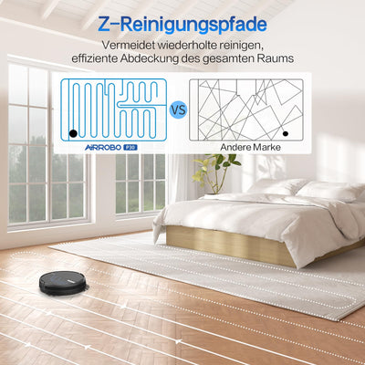 AIRROBO Saugroboter mit Wischfunktion, P30 Staubsauger Roboter, 3000Pa Saugkraft, 3 in 1 Roboterstaubsauger für Tierhaare, Teppich, Hartböden, Wischroboter mit Fernbedienung, 120Min Laufzeit
