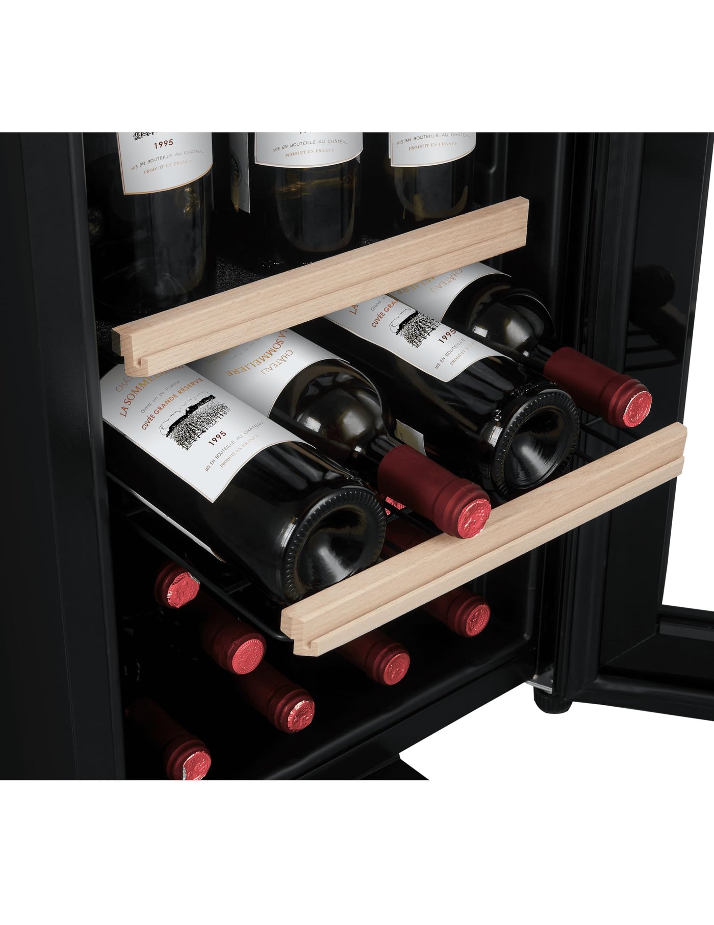 La Sommeliere - Weinkühlschrank LS38BLACK, 38Flaschen, Temperier-Servier-Weinschrank, Glastür aus UV-undurchlässigem Glas, Temperaturbereich von 5°C bis 20°C, freistehend
