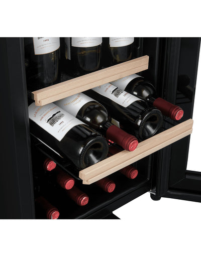 La Sommeliere - Weinkühlschrank LS38BLACK, 38Flaschen, Temperier-Servier-Weinschrank, Glastür aus UV-undurchlässigem Glas, Temperaturbereich von 5°C bis 20°C, freistehend