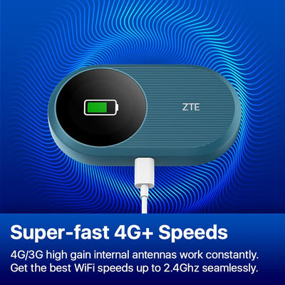 ZTE U10S Pro Blue, 4G+LTE Mobile Wi-Fi 6, freigeschalteter, kostengünstiger tragbarer Reiserouter, verbindet 32 Geräte, 3000 mAh, 10 Stunden Akkulaufzeit, läuft in Allen weltweiten Netzwerken