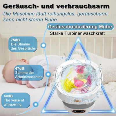 Mini Waschmaschine, 16L 2.3kg Camping Waschmaschine mit Schleuder, Mobile Waschmaschinen Tiefenreinigung von Unterwäsche, Babykleidung, Socks, Kleine Waschmaschine für Wohnungen, Schlafsäle, Grau