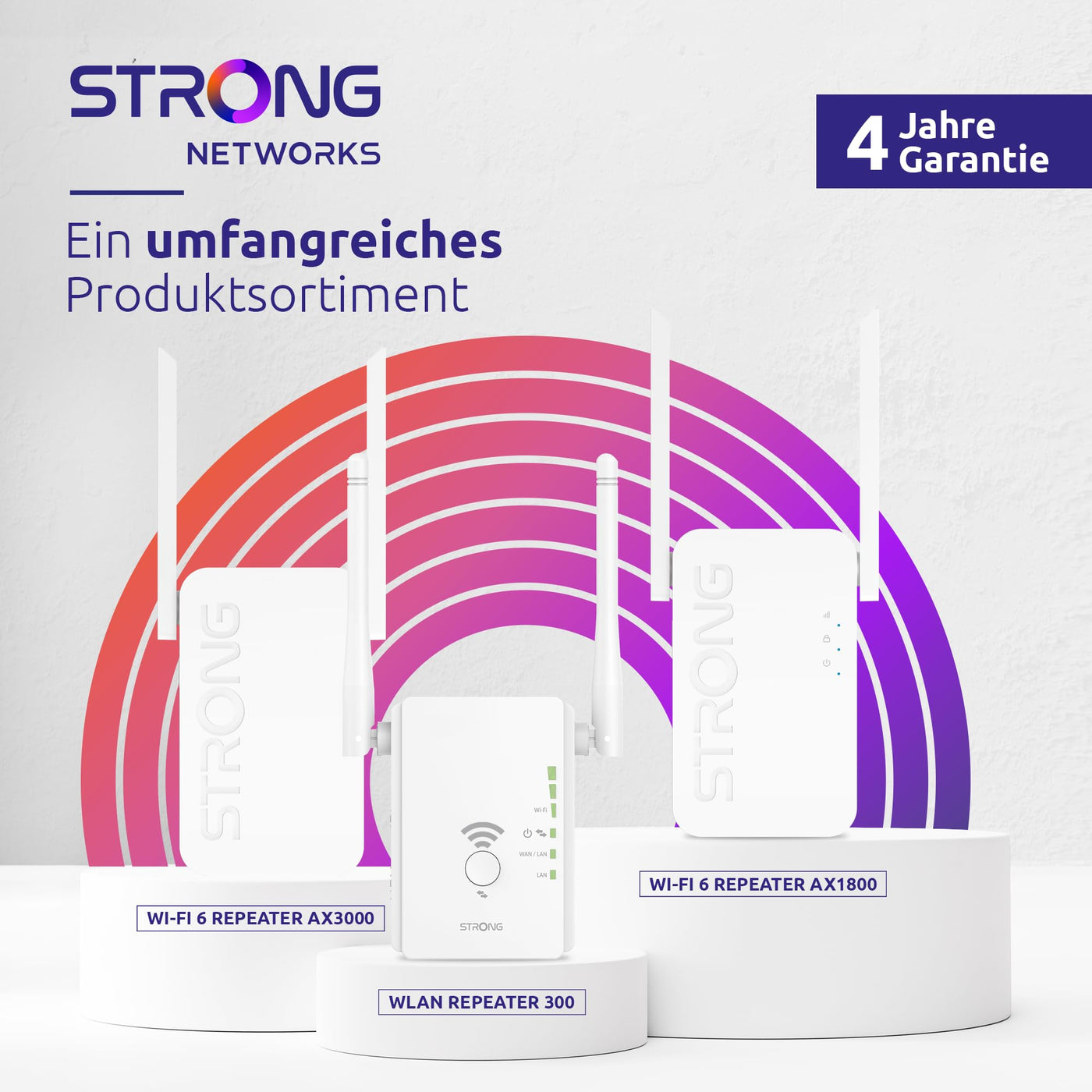 STRONG - WLAN Repeater 300 v2 - Highspeed WLAN Verstärker - Bis zu 300 Mbps - Signalverstärkung für alle Boxen/Router - Einfache Plug & Play-Installation - weiß