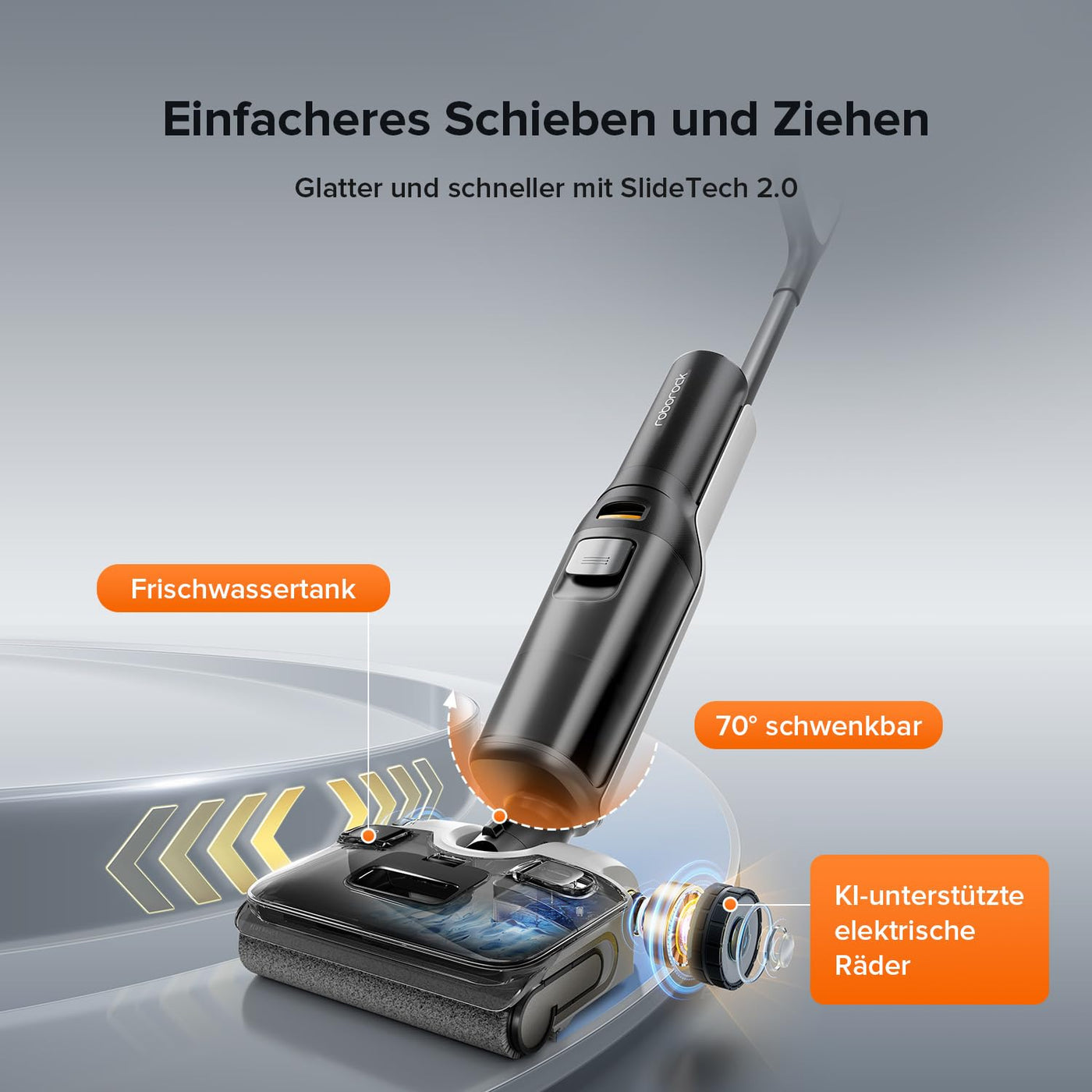 Roborock F25 ALT Staubsauger-Mopp, Nass-Trocken-Staubsauger, kabelloser Hartbodenreiniger mit 20.000 Pa, mit KI-unterstützten Rädern, 90°C Heißluft-Schnelltrocknen & Heißwasser-Selbstreinigung Mopp
