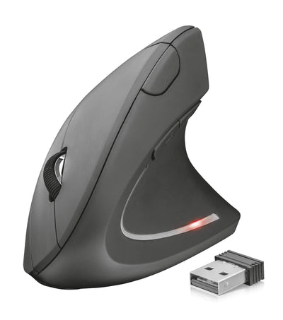 Trust 24080 Ymo Kabelloses Tastatur-Maus-Set - Deutsches QWERTZ - Schwarz & 22879 Verto Wireless Vertikale Ergonomische Maus (Vorbeugung Gegen Mausarm/Tennisarm, Nur für Rechtshänder) Schwarz