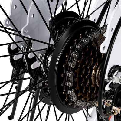 TFCFL 20 Zoll Faltrad Klapprad Einstellbare Höhe Leichtgewicht Fahrrad Mountainbike 7 Gang Schalthebel Doppel V Bremse Erwachsenenfahrrad für Herren Damen Studenten Weiß