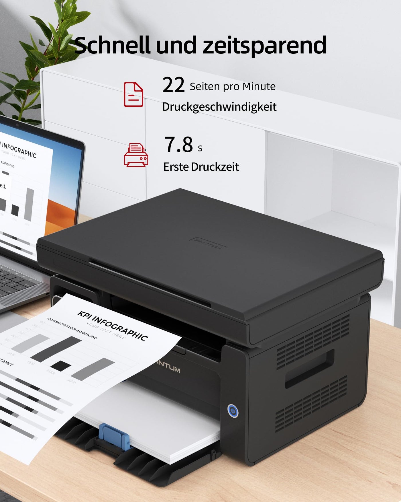 PANTUM M6500NW Laserdrucker Multifunktionsgerät mit Scanner und Kopierer,Drucker WLAN, Schwarz Weiss, Airprint, A4,22ppm