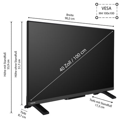 Toshiba 40LV2E63DAZ 40 Zoll Fernseher/VIDAA Smart TV (Full HD, HDR, Triple-Tuner, Bluetooth, Dolby Audio) [2024]